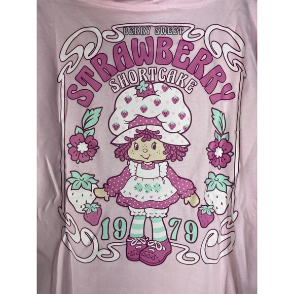 Strawberry Shortcake Womens Graphic Retro Style Hoodie XL Pink - Picture 7 of 9